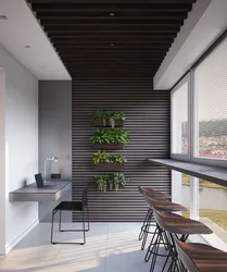 Black Slats In The Kitchen Interior