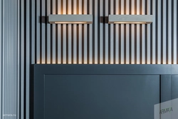 Black slats in the kitchen interior