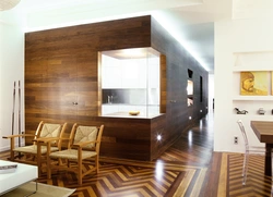 Wooden panels in the kitchen interior