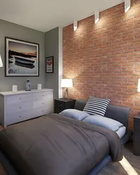 Red brick in the bedroom interior