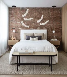 Red brick in the bedroom interior