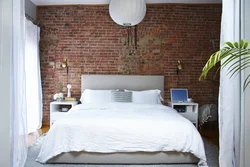 Red brick in the bedroom interior