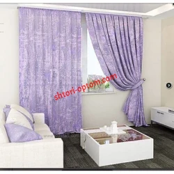 Yataq otağının interyerində lavanda pərdələri