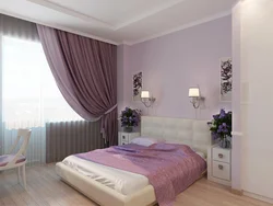 Yataq Otağının Interyerində Lavanda Pərdələri