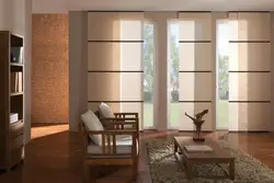 Japanese curtains in the living room interior