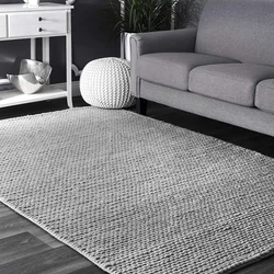 Gray carpet in the bedroom interior