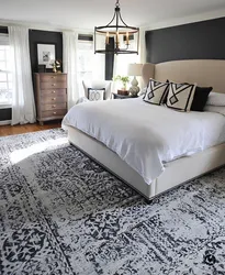 Gray carpet in the bedroom interior