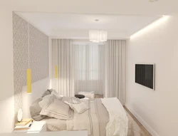 Yataq otağının interyerində südlü divar kağızı