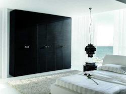 Black Wardrobe In The Bedroom Interior