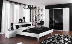 Black Wardrobe In The Bedroom Interior