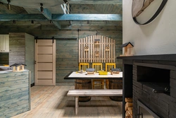 Barn board in the kitchen interior