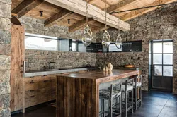 Barn board in the kitchen interior