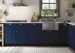 Blue IKEA kitchen in the interior