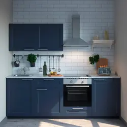 Interyerdə mavi IKEA mətbəxi