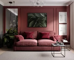 Lingonberry color in the bedroom interior