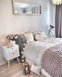 Powder bed in the bedroom interior
