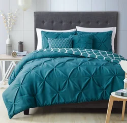 Turquoise Bedspread In The Bedroom Interior