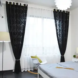 Black tulle in the bedroom interior