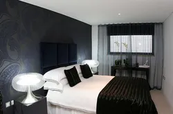 Black tulle in the bedroom interior