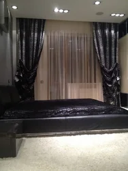 Чорны цюль у інтэр'еры спальні