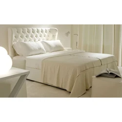 Milk bed in the bedroom interior