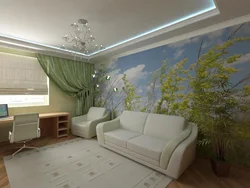 Фотообои в интерьере гостиной хрущевки