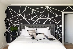 Wallpaper honeycombs in the bedroom interior
