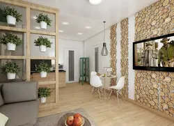 Zoning with flowers in the living room interior