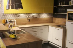 Yellow-brown kitchen in the interior