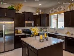 Yellow-brown kitchen in the interior