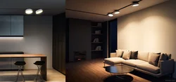 Overhead lamps in the living room interior