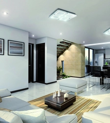 Overhead lamps in the living room interior