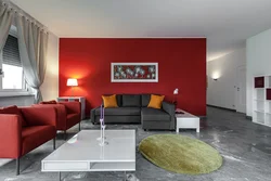 Red furniture in the living room interior