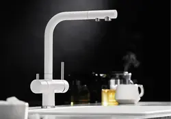 White mixer in the kitchen interior
