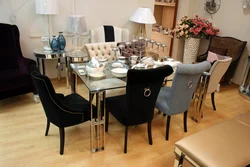 Kitchen table in living room interior