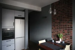 Черные кирпичи в интерьере кухни