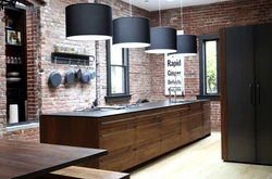 Black bricks in the kitchen interior