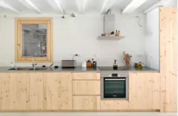 Kitchen made of plywood in the interior