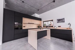 Kitchen made of plywood in the interior