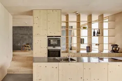 Kitchen made of plywood in the interior