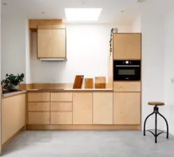 Kitchen made of plywood in the interior