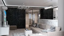 Черный мрамор в интерьере гостиной