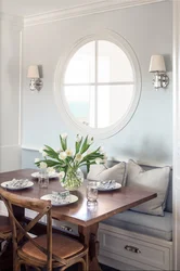 Mirror window in the kitchen interior