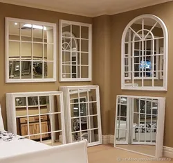 Mirror window in the kitchen interior