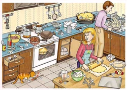 Kitchen interior items in English