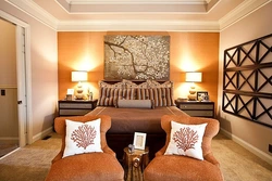 Caramel color in the bedroom interior