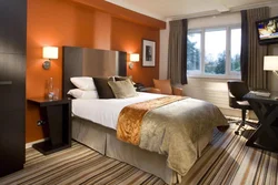 Caramel color in the bedroom interior
