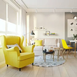 Yellow chairs in the living room interior