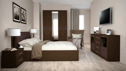 Yataq otağının interyerində wenge qarderob