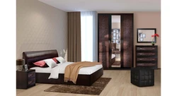 Wenge wardrobe in the bedroom interior